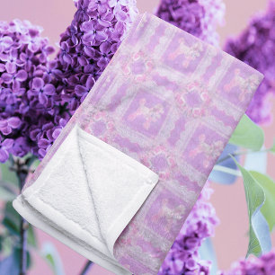 Antike Weiße Rosa Flieder Spitze Pudel Patchwork Fleecedecke
