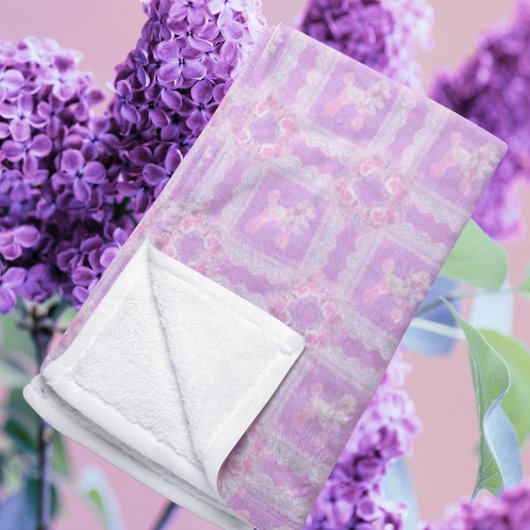 Antike Weiße Rosa Flieder Spitze Pudel Patchwork Fleecedecke