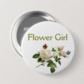 antike weiße Rosenblumen Blumenmädchen Button (Vorne & Hinten)