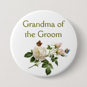 antike weiße Rosenblumen Oma des Bräutigams Button