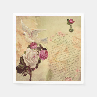 Antike Weiße Taube Shabby Chic Serviette
