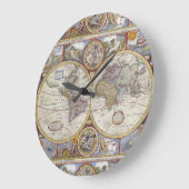 Antike Weltkarte 1626 Illustrierte Kartographie Große Wanduhr (Winkel)