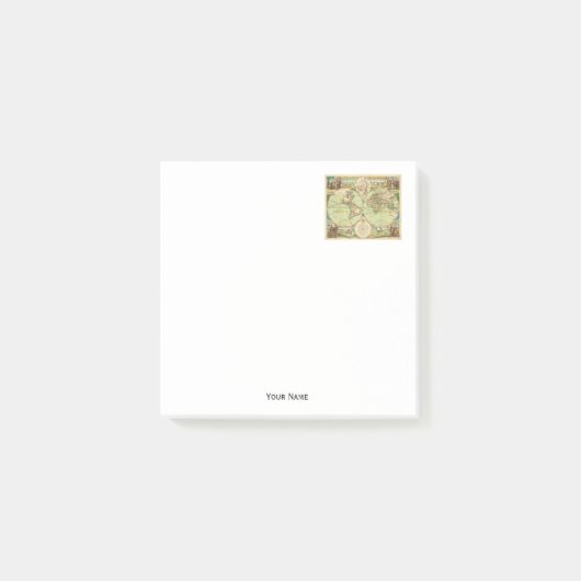 Antike Weltkarte #4 Post-it Klebezettel (Vorderseite)