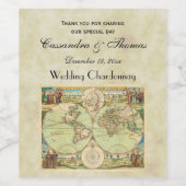 Antike Weltkarte #4 Weinetikett (Einzelnes Label)