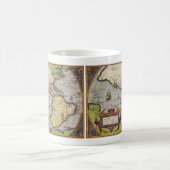 Antike Weltkarte Amerikas von Abraham Ortelius Kaffeetasse (Mittel)