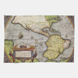 Antike Weltkarte Amerikas von Abraham Ortelius Küchentuch