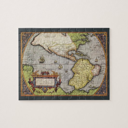 Antike Weltkarte Amerikas von Abraham Ortelius Puzzle (Horizontal)