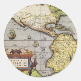 Antike Weltkarte Amerikas von Abraham Ortelius Runder Aufkleber