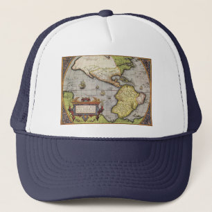 Antike Weltkarte Amerikas von Abraham Ortelius Truckerkappe