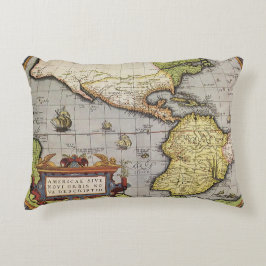 Antike Weltkarte Amerikas von Abraham Ortelius Zierkissen