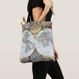 Antike Weltkarte, Atlas Maritimus von John Seller Tasche