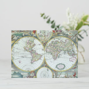 Antike Weltkarte aus dem 17. Jahrhundert, Frederic Einladung