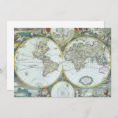 Antike Weltkarte aus dem 17. Jahrhundert, Frederic Einladung (Vorne/Hinten)