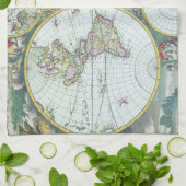 Antike Weltkarte aus dem 17. Jahrhundert, Frederic Geschirrtuch (Gefaltet)