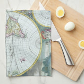 Antike Weltkarte aus dem 17. Jahrhundert, Frederic Geschirrtuch (Viertel Falte)