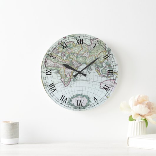 Antike Weltkarte aus dem 17. Jahrhundert, Frederic Große Wanduhr (Zuhause)