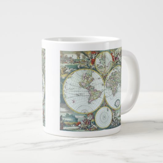 Antike Weltkarte aus dem 17. Jahrhundert, Frederic Jumbo-Tasse (Vorderseite Rechts)