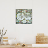 Antike Weltkarte aus dem 17. Jahrhundert, Frederic Poster (Küche)