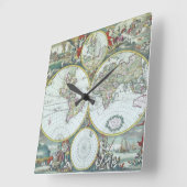 Antike Weltkarte aus dem 17. Jahrhundert, Frederic Quadratische Wanduhr (Winkel)