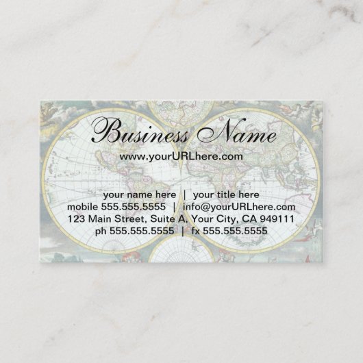 Antike Weltkarte aus dem 17. Jahrhundert, Frederic Visitenkarte (Vorderseite)