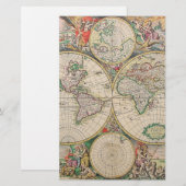 Antike Weltkarte Briefpapier (Vorne/Hinten)