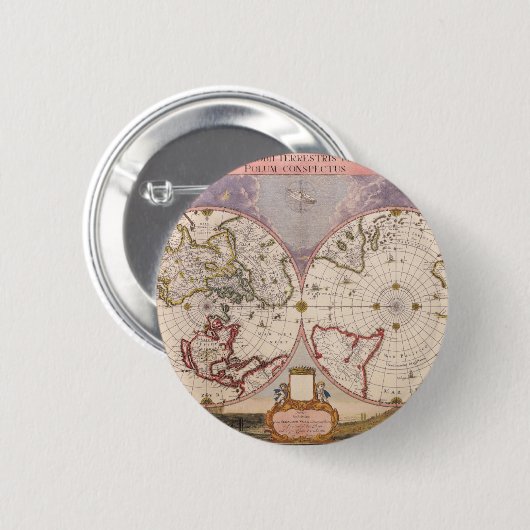 Antike Weltkarte Button (Vorne & Hinten)