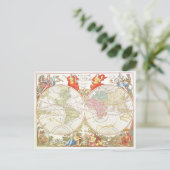 Antike Weltkarte c1694 Postkarte (Stehend Vorderseite)