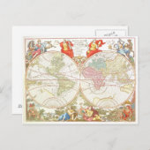 Antike Weltkarte c1694 Postkarte (Vorne/Hinten)