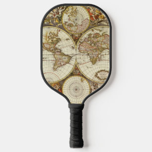 Antike Weltkarte, c. 1680. Von Frederick de Wit Pickleball Schläger