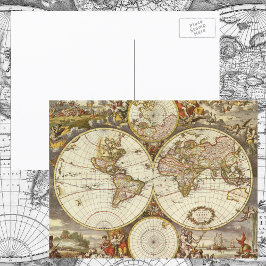 Antike Weltkarte, c. 1680. Von Frederick de Wit Postkarte