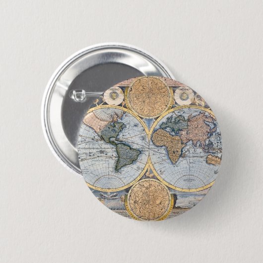 Antike Weltkarte cool Button (Vorne & Hinten)