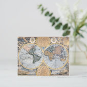 Antike Weltkarte cool Postkarte (Stehend Vorderseite)