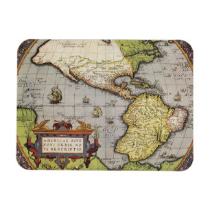 Antike Weltkarte der Amerikas, 1570 Magnet