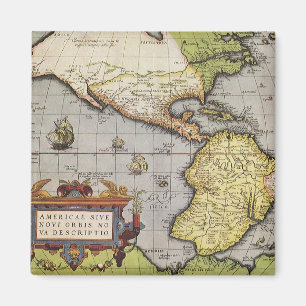 Antike Weltkarte der Amerikas, 1570 Magnet