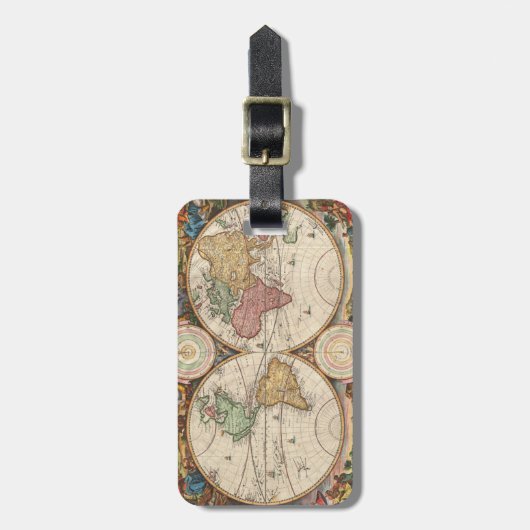 Antike Weltkarte des 18. Jahrhunderts mit Gepäckanhänger (Vorderseite vertikal)