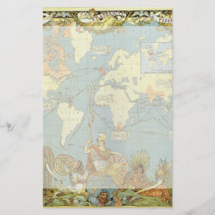Antike Weltkarte des Britischen Imperiums, 1886 Briefpapier