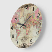 Antike Weltkarte durch John Colton, circa 1854 Große Wanduhr (Winkel)