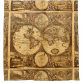Antike Weltkarte Duschvorhang (Vorderseite)