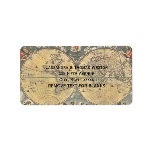 Antike Weltkarte, gestörte BG #2-Adresse Adressaufkleber (Vorne)