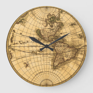 Antike Weltkarte Große Wanduhr