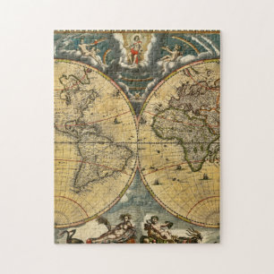 Antike Weltkarte im abgenutzten Stil #2 Puzzle