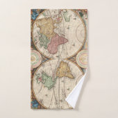 Antike Weltkarte in zwei Hemisphären Handtuch (Handtuch)