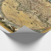 Antike Weltkarte J. Blaeu 1664 Geschenkpapier (Ecke)