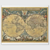 Antike Weltkarte J. Blaeu 1664 Geschenkpapier (Flach)