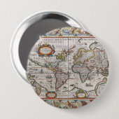 Antike Weltkarte Knopf Button (Vorne & Hinten)