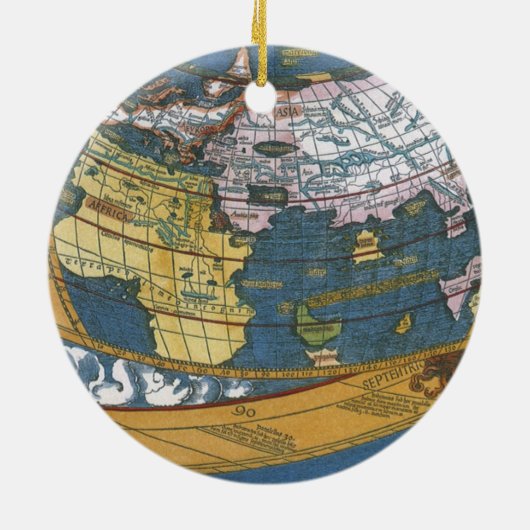 Antike Weltkarte mit Claudius Ptolemy, 1507 Keramikornament (Hinten)