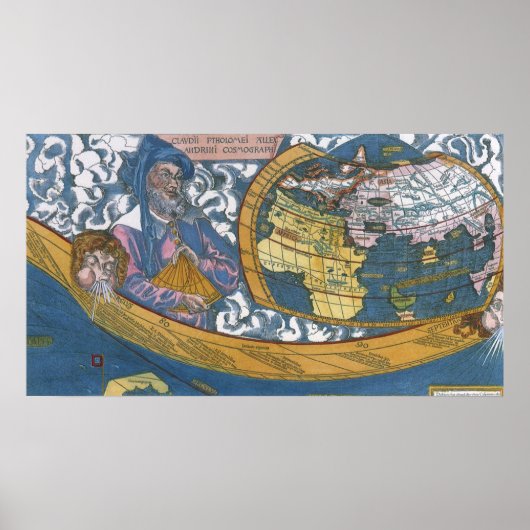 Antike Weltkarte mit Claudius Ptolemy, 1507 Poster (Vorne)