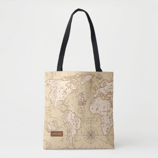 Antike Weltkarte mit Namen Tasche (Vorderseite)