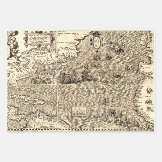 Antike Weltkarte Nord- und Südamerika Geschenkpapier Set (Vorderseite 2)
