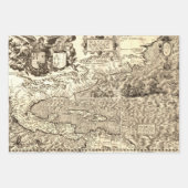 Antike Weltkarte Nord- und Südamerika Geschenkpapier Set (Vorderseite)